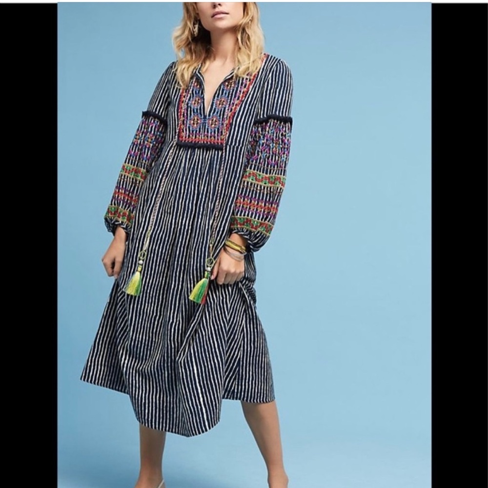 Velvet by Graham & Spencer embroidered midi dress.   Excellent condition.